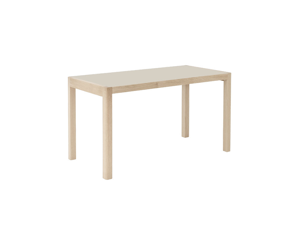 Workshop Table by Muuto - 130 x 65 cm /  Warm Grey Linoleum Top with Lacquered Oak Base