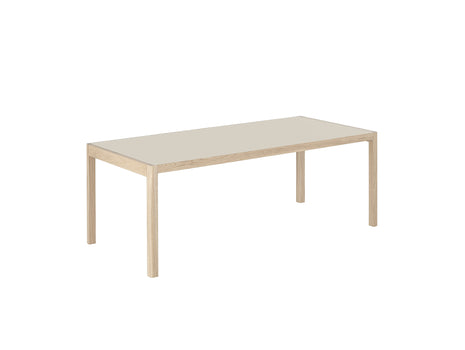 Workshop Table by Muuto - 200 x 92 cm / Warm Grey Linoleum Top with Lacquered Oak Base