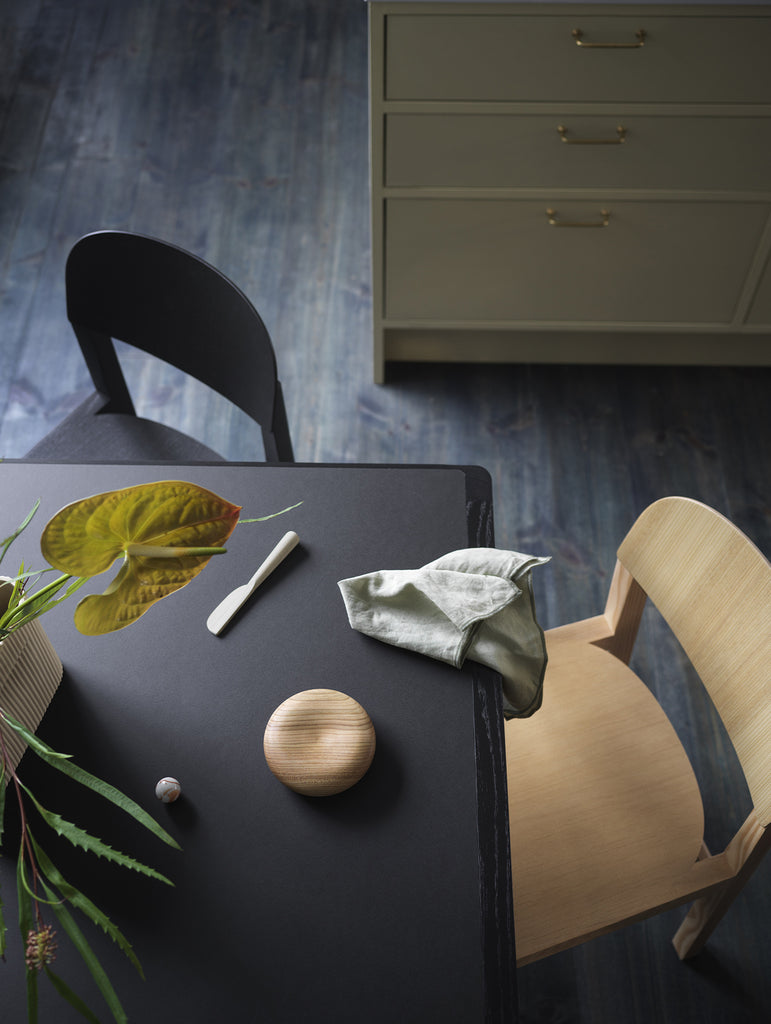 Workshop Table by Muuto - Black Linoleum Top with Black Lacquered Oak Base