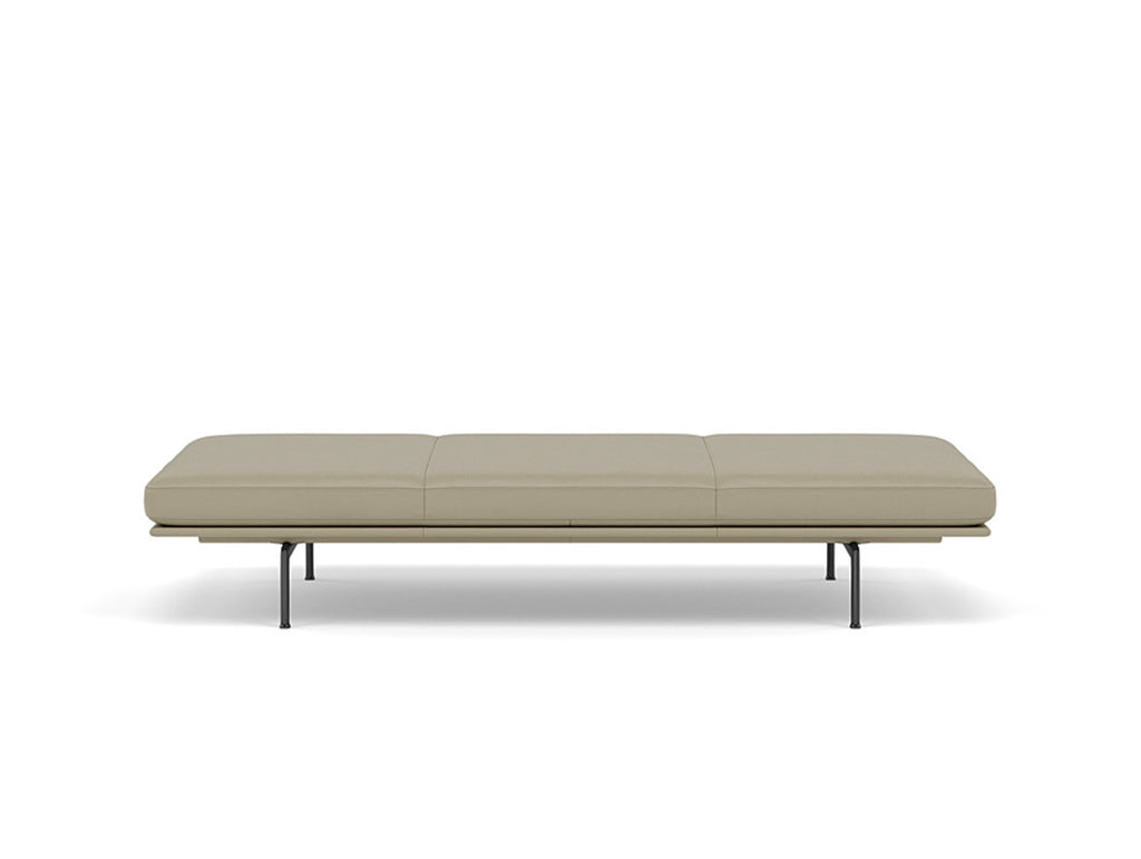 Outline Daybed - Black Aluminium Base / stone silk leather