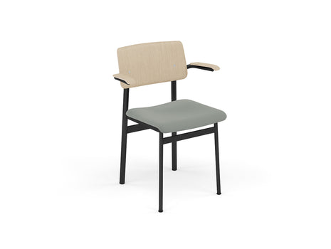 Loft Chair with Armrest Upholstered by Muuto - Black Frame / Oak / Steelcut 160