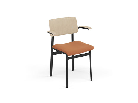 Loft Chair with Armrest Upholstered by Muuto - Black Frame / Oak / Steelcut 535