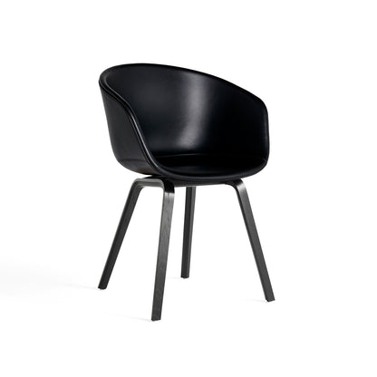 About A Chair AAC 23 by HAY - Black Silk Leather / Black Lacquered Oak Base