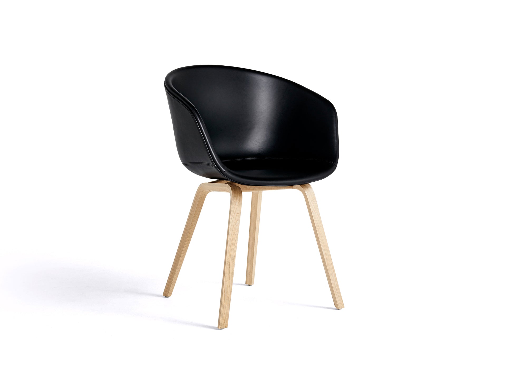 About A Chair AAC 23 by HAY - Black Sense Leather / Lacquered Oak Base