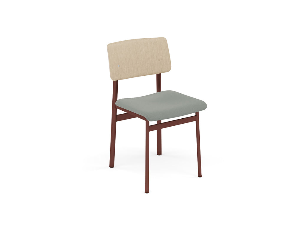 Loft Chair Upholstered by Muuto - Deep Red Frame / Oak / Steelcut 160