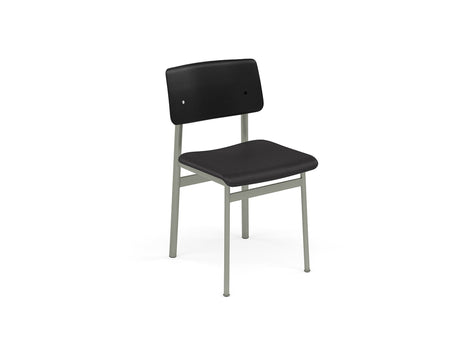 Loft Chair Upholstered by Muuto - Dusty Green Frame / Black Oak / Black Refine Leather