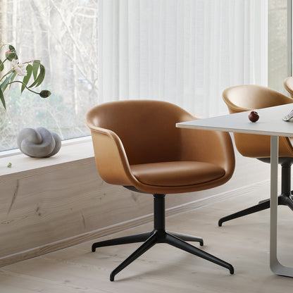 Fiber Conference Armchair with Swivel Base by Muuto - Cognac Refine Leather