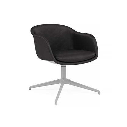 Fiber Conference Armchair with Swivel Base without Return by Muuto -  black refine leather