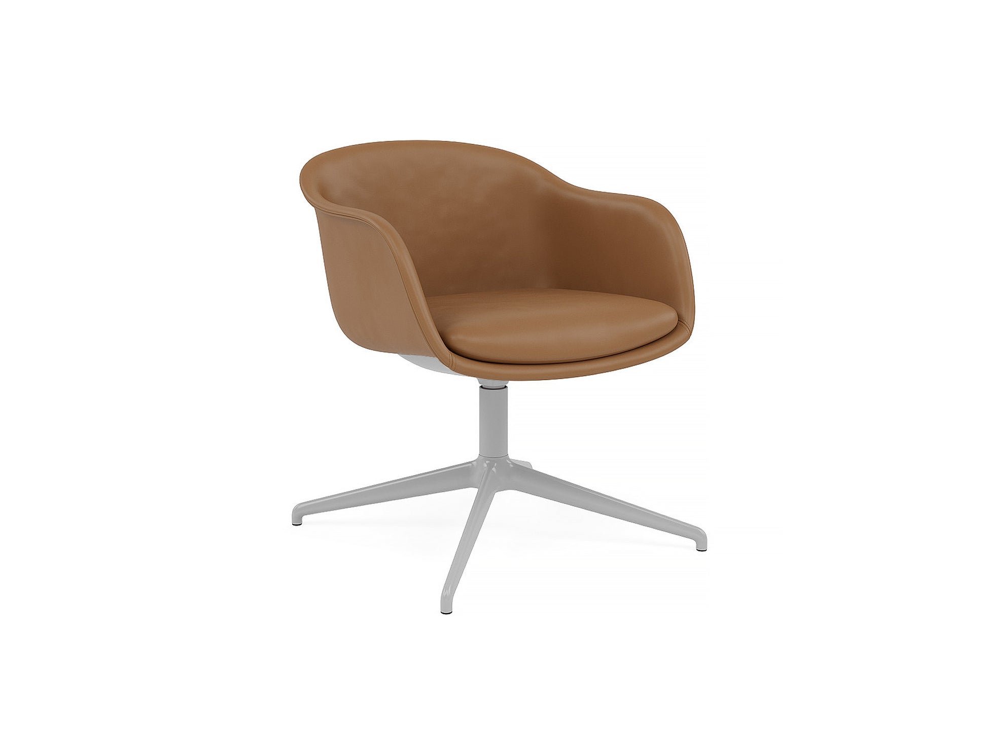 Fiber Conference Armchair with Swivel Base without Return by Muuto -  cognac refine leather