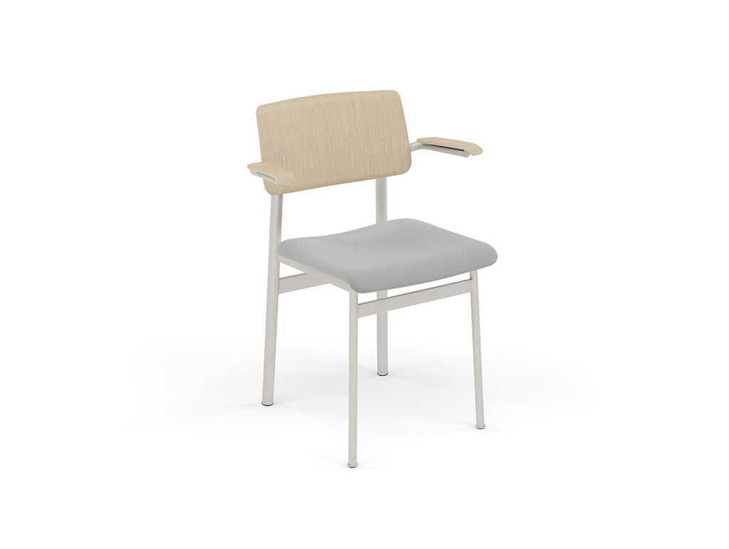 Loft Chair with Armrest Upholstered by Muuto - Grey Frame / Oak / Steelcut 140