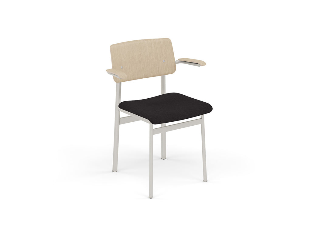 Loft Chair with Armrest Upholstered by Muuto - Grey Frame / Oak / Steelcut 190