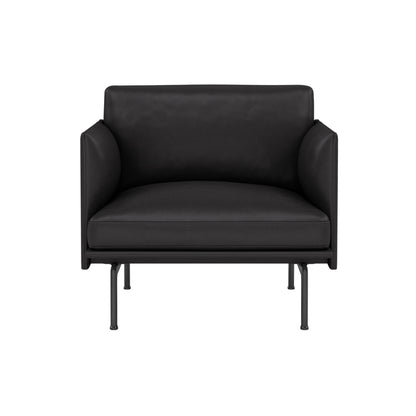 Outline Studio Chair by Muuto - Black Painted Aluminium Base / Black Refine Leather