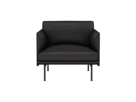 Outline Studio Chair by Muuto - Black Painted Aluminium Base / Black Refine Leather