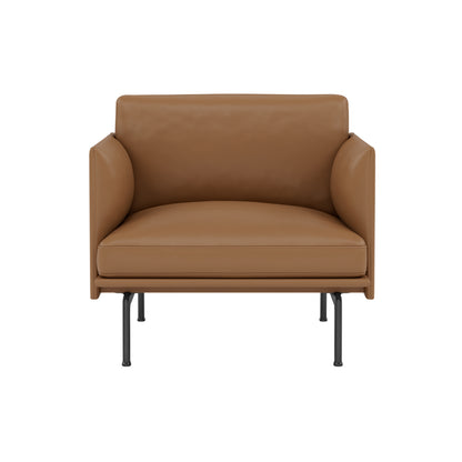 Outline Studio Chair by Muuto - Black Painted Aluminium Base / Cognac Refine Leather