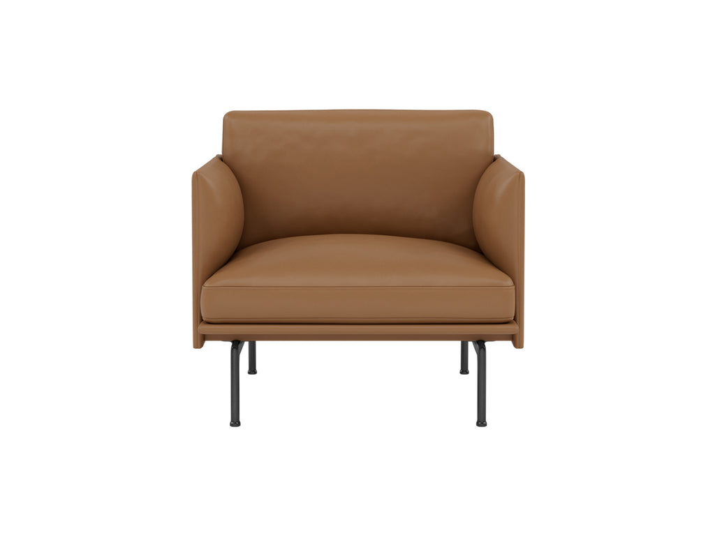 Outline Studio Chair by Muuto - Black Painted Aluminium Base / Cognac Refine Leather