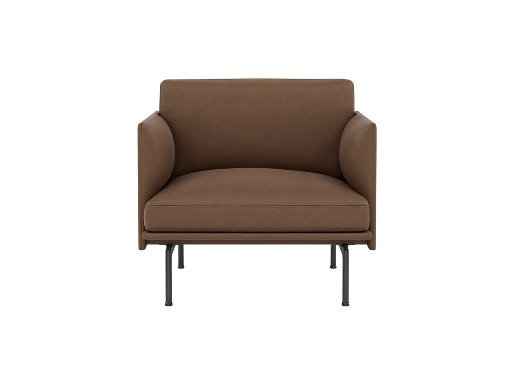 Outline Studio Chair by Muuto - Black Painted Aluminium Base / Peatmoos Easy Leather
