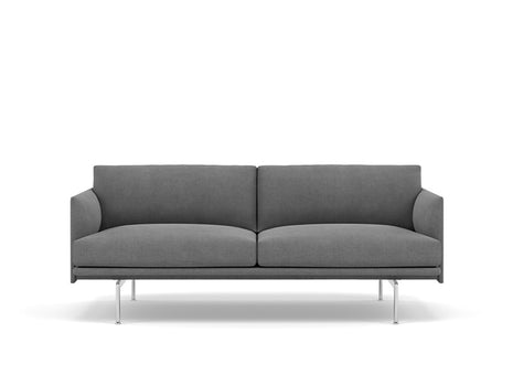 Muuto Outline 2 Seater Sofa - Polished Aluminium Base / fiord 171