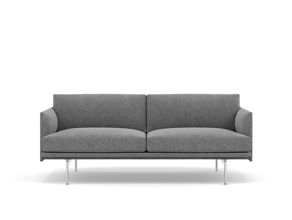 Muuto Outline 2 Seater Sofa - Polished Aluminium Base / hallingdal 166
