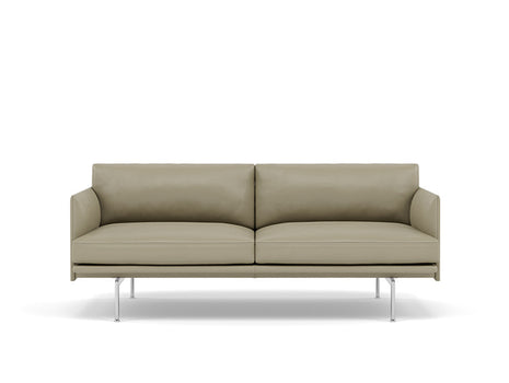 Muuto Outline 2 Seater Sofa - Polished Aluminium Base / stone leather