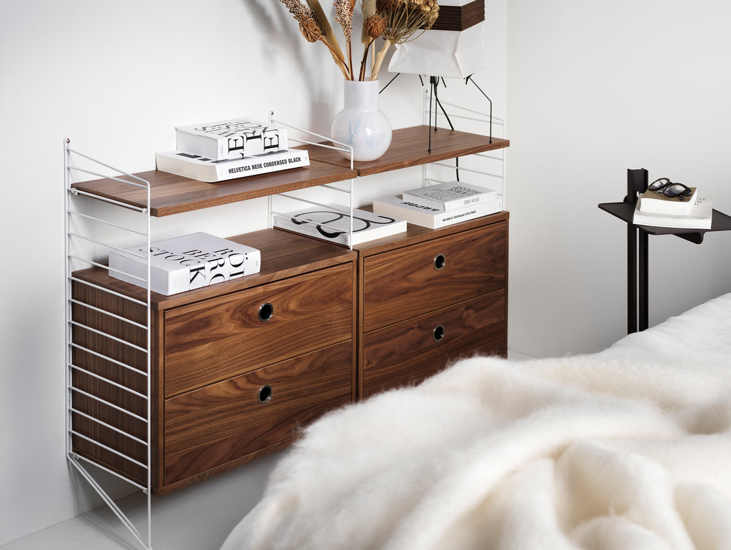Bedroom Combination by String - walnut with white panels