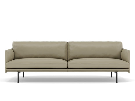 Muuto Outline 3 Seater Sofa - Black Aluminium Base / stone silk leather